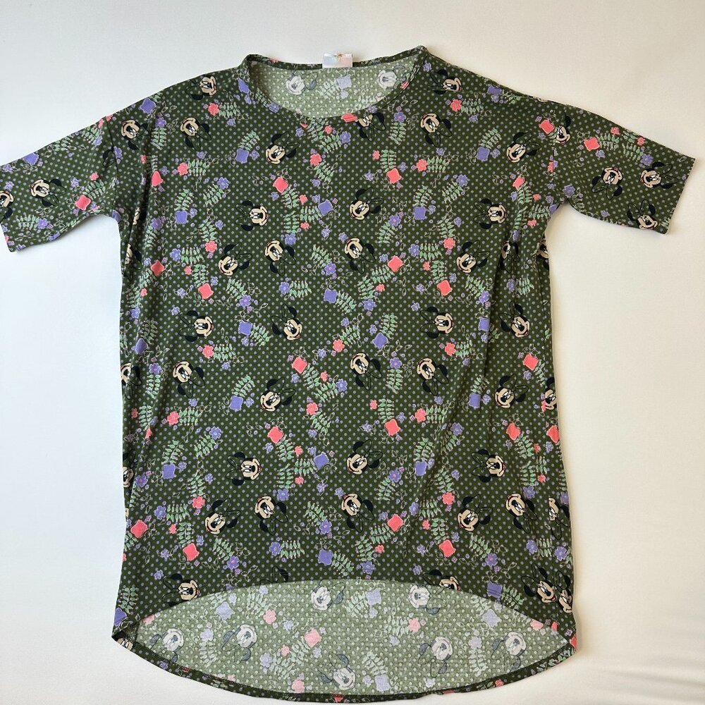 LuLaRoe Shirt Womens Green Minnie Mouse Floral Disney Irma Tunic Size Unknown